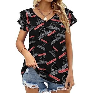 Protected By German Shepherd Dames Casual Tuniek Tops Ruches Korte Mouw T-shirts V-hals Blouse Tee