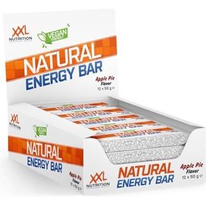 XXL Nutrition - Natural Energy Bar - 12 Pack - 100% Natuurlijke Energiereep - Voedzame Snack Reep - Lactosevrij & Veganistisch - Appeltaart Smaak
