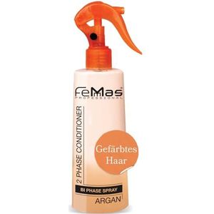 FemMas Bifase, Leave In Conditioner met arganolie, sproeikuur, 300 ml, 2 fasen, vochtspray, haarverzorgingsspray zonder uitspoelen, voor gekleurd en lichter haar, anti-kroes detangler haarkuur