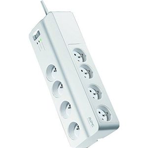 Apc Pm8-Fr 8Ac-Uitgangen 230V 2M Wit, Spanningsbeveiliging (2690 J, 8 Ac-Uitgangen, Type E (Fr), 2300 W, 48000 A, 2 M)