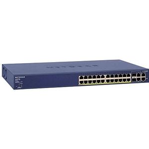 Netgear FS728TP 28 Port Fast Ethernet LAN PoE Switch Smart (10/100 Mbps, beheerd met 24x PoE 192W, 6x 1G Gigabit Koper/SFP, 19 inch rack-montage, ProSAFE Lifetime Garantie)