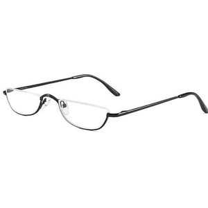 Leesbril Half montuur Semi-randloos Metaal Sterke bril Veerscharnier Heldere lens Lichtgewicht Mode Computerlezers for Mannen Vrouwen(Black,1.5x)