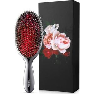 MISEL Professionele Zwijnenhaarborstel voor Vrouwen en Mannen | Ontwart Alle Natuurlijke Haartypes en Haarverlengingen | Vermindert Haarbreuk | Geweldig voor Golvend en Steil Haar | Groot