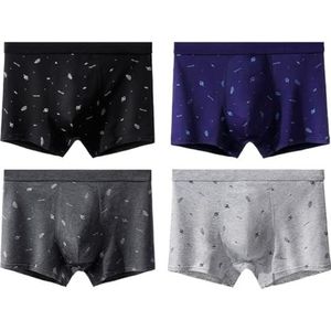 yeeplant Rekbare, comfortabele katoenen boxershorts voor heren, met lage taille, zacht, modieus ondergoed in verschillende maten, 4 stuks, Multi kleuren 2, L