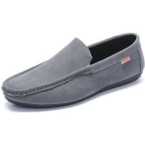 Loafers for heren, ronde neus, kunstleer, loaferschoenen, comfortabel, flexibel, antislip, modeklassieker, instapper (Color : Grey, Size : 39 EU)