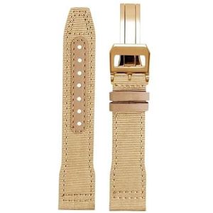 For IWC Nylon Horlogeband for Grote Piloot for Kleine Prins for Mark 18 Nylon Canvas Koeienhuid Heren Horlogeband 20 21 22mm Groene Armband (Color : Khaki-gold folding, Size : 21mm)