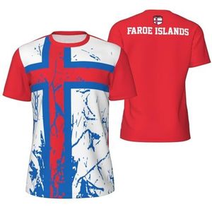 Sport T-Shirt Vintage Faeröer Eilanden Vlag Graan Tees 3D Gedrukt voor Fitness Running Voetbal, Meerkleurig, M