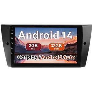 Android 15 Autoradio 9 inch touchscreen voor BMW 3 Series 328i 335i 325i 2005-2011 Autoradio Navigatie met Carplay met GPS navigatie Bluetooth FM USB Steering Wheel Control(X7 6G+128G)