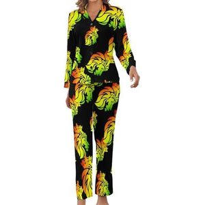 Rasta-Reggae-Lion Damespyjama-set met print, pyjamaset, nachtkleding pyjama, loungewear sets XL