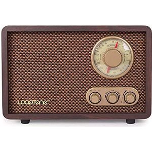 LoopTone FM Radio AM Retro Houten Radio met Bluetooth Play Mp3 en Ingebouwde Luidspreker Antenne voor Woonkamer Keuken