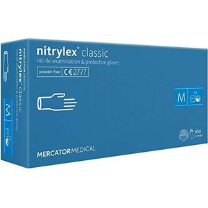 MERCATOR MEDICAL Nitril handschoenen, poedervrije wegwerphandschoenen NITRYLEX CLASSIC, maat: M - 1000 stuks, getextureerde vingertoppen, latexvrije wegwerphandschoenen, nitril handschoenen, blauw
