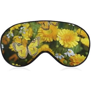 Gele vlinder en madeliefjes slaapmasker oogmasker oogmaskers voor slaap slaap maskers voor vrouwen mannen reizen oogmasker verstelbaar slaapmasker verduisterend schattig slaapmasker