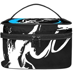 Make-up Organizer Bag, Reizen Make-up Tas Organizer Case Draagbare Cosmetische Tas voor Vrouwen en Meisjes Toiletartikelen Zwarte Orka, Meerkleurig, 22.5x15x13.8cm/8.9x5.9x5.4in