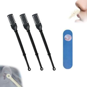 2-in-1 Nose Hair Trimmer,2-in-1 Nasal Hair Cutter,2024 New Manual Double Sided Nasal Hair Trimmer with Ear Spoon,360° Rotating Nostril Hair Removal Tool Blade with Ear Picker (6PCS,Black)