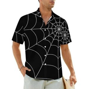 Goth Spinnenweb herenoverhemden korte mouwen strandshirt Hawaiiaans shirt casual zomer T-shirt 2XL