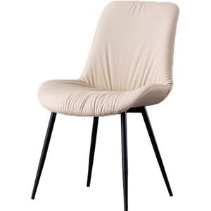 Maaltijd Stoelen Moderne keukenstoel Eetkamerstoelen PU-lederen vrijetijdskleding Beklede moderne stoel met metalen poten for keuken Woonkamer Kaptafelstoelen(Beige,1pcs)