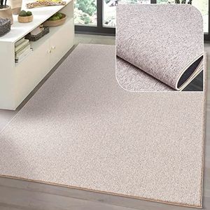 the carpet Natal Modern effen tapijt woonkamer, geschikt voor de keuken, tufting, robuuste laagpolig met vilten rug, zacht en onderhoudsvriendelijk, beige, 160 x 230 cm