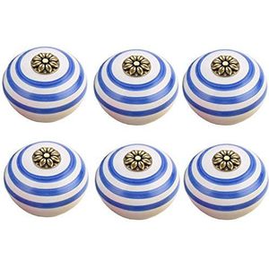 Keramische Knoppen Vintage Kastknoppen, 6 stuks blauwe keramische knoppen for kast ronde stijl kastdeurknoppen lade handgrepen(Color:White)