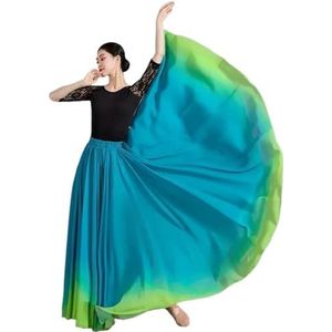 Flamencorok for vrouwen, 720 graden, volle cirkelvormige swingrok, Spaans danskostuum, volwassen, vloeiende, geplooide gelaagde rok for optredens, Halloweenfeest, rode krijtthema-outfit(Dark green_L)