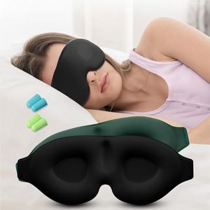 Navaris - 3D Slaapmasker - Zwart - Ademend Materiaal - Inclusief Oordoppen