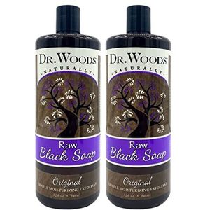 Dr. Woods Afrikaanse natuurlijke ruwe zwarte hydraterende vloeibare castilische zeep, 32 oz (2 stuks)