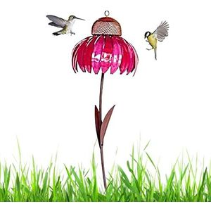 Vogelvoeders, zonnehoed kolibrie feeder - outdoor kunst metalen staande bloem vogel feeder voor tuin tuin decor Teksome