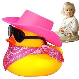 Cowboy-badeend, 1,77 inch coole badeendjes zonnebril, eend auto-accessoires voor dashboard, badspeelgoed drijvereend, eend auto-accessoires, goody bag-vullers, auto-ornamenten, dashboard