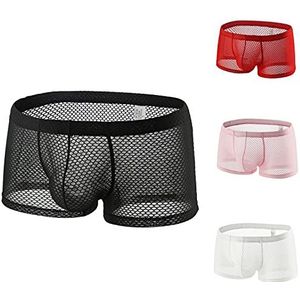 Zhiyao Boxershorts voor heren, set van 4 basic slips, transparant, ademend, retroshorts voor mannen, katoen, ondergoed, zachte en ideale pasvorm, onderbroeken van mesh, sport, stretch boxershort, Meerkleurig-1, XXL