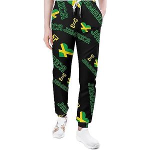 I Love Jamaica Joggingbroek voor Mannen Yoga Atletische Jogger Joggingbroek Trendy Lounge Jersey Broek XL
