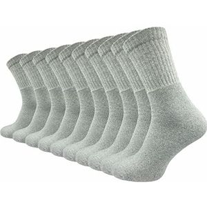 Gawilo werksokken, 10 paar, sportsokken, tennissokken, vrijetijdssokken, voor dames en heren, lichtgrijs, 43-46 EU