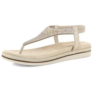 inblu Teenslippers voor dames met strass en elastisch, zacht voetbed van gevoerde stof, Platina, 37 EU