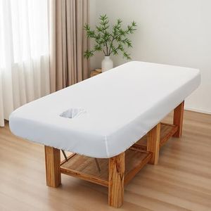 Wit,190 * 80cm,LDLCYCN Waterdichte Beauty Bed Cover Oliebestendige Spa Massage Bed Cover Met Elastische Band All-Round Wrap Herbruikbare Lash Bed Cushion Cover Met Gezichtsgat