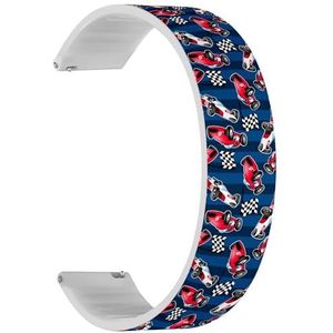 Solo Loop band compatibel met Forerunner 645/645 Music, Forerunner 55, Garmin Forerunner 245/245 Music (raceauto's blauwe strepen), snelsluiting, 20 mm rekbare siliconen band, accessoire, Siliconen,