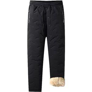 Met fleece gevoerde broek Heren stretch rechte pijp fleece gevoerde winter warme dikke broek werk corduroy broek broek met trekkoord (Color : Black2, Size : XXL)