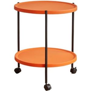 Klein Bijzettafeltje Bank Kleine Ronde Tafel Balkonlicht Luxe Ronde Bijzettafel Eenvoudige Salontafel Verplaatsbare Eetwagen Trolley Houten Bijzettafel(Orange,B)