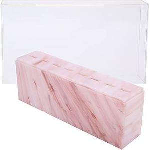 8 Holes Pincet Houder Display Stand met Stofomslag voor Salon, Acryl Piezerrek voor Professioneel Gebruik, Duidelijke Opslagorganisator (Roze marmeren stofdicht model)