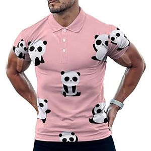 Schattige Panda Casual Polo Shirts Voor Mannen Slim Fit Korte Mouw T-shirt Sneldrogende Golf Tops Tees 4XL