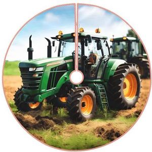 Bedrijf boerderij tractor print rustieke kerstboom rok, gewatteerde kerstboom rok, perfect voor Kerstmis, Halloween