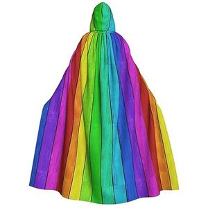 Bxzpzplj Regenboog Gekleurde Hout Achtergrond Print Unisex Hooded Mantel Voor Mannen & Vrouwen, Carnaval Thema Party Decor Hooded Mantel