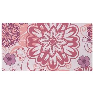 VAPOKF Roze mandala-keukenmat met bloemenpatroon, antislip wasbaar vloertapijt, absorberende keukenmatten, loper, tapijten voor keuken, hal, wasruimte