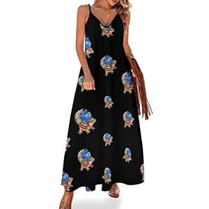 Bold Gecko Sling Maxi-jurk voor dames, V-hals, casual, mouwloos, verstelbare riem, sexy lange jurk