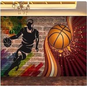 Basketbal Bakstenen Muur Graffiti Sport Creativiteit 3D Behang Huis Kantoor Home Eetkamer Bank Slaapkamer Woonkamer TV Achtergrond Muur-200cm×140cm