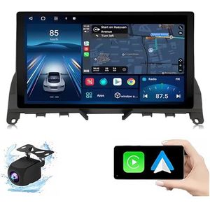 Android 14.0 2 Din Autoradio 9"" Touchscreen Auto Stereo voor Benz Class 3 W204 2006-2011 met Draadloze Carplay Android Auto GPS navigatie AHD Omgekeerd beeld Stuurwielbediening(Black,P4(4G+64G))