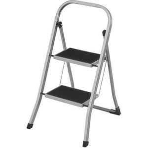 SONGMICS Ladder met 2 treden, vouwladder, veiligheidssluiting om in te klappen, gemakkelijk op te bergen, draagvermogen 150 kg, taupe GSL012G01