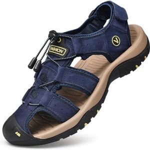 ZYLDK Sandalen voor heren Wandelsandalen outdoorsporten zomer strand vissersleer leren sandaal verstelbare wandelriem trekking casual ademend
