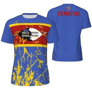 Sport T-Shirt Vintage Eswatini Vlag Graan Tees 3D Gedrukt voor Fitness Running Voetbal, Meerkleurig, M