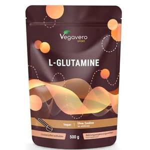 Vegavero L-GLUTAMINE poeder 500 g | van fermentatie | Hoge dosering | Laboratorium getest | L-Glutamine voor spierregeneratie | 100 porties | Veganistisch