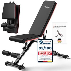 DH FitLife Halterbank Inklapbaar Verstelbaar, Schuine & Vlakke Bank voor Bankdrukken, Rugtrainer & Buikspiertrainer, Trainingsbank Multifunctioneel voor Krachttraining, Gewichtsbank voor Thuis Gym