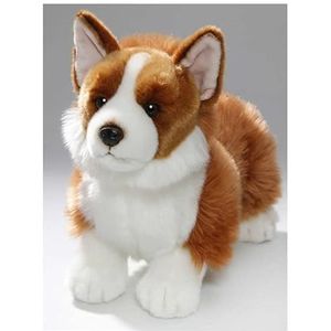 Pluche bruin/witte Corgi hond knuffel 35 cm - Honden huisdieren knuffels - Speelgoed voor kinderen