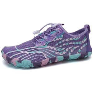 WateLves Unisex Blotevoetenschoenen Dames Heren Waterschoenen Badschoenen Snel drogende zachte trailrunningschoenen Fitnessschoenen met antislipzool en brede neus (Paars 41)